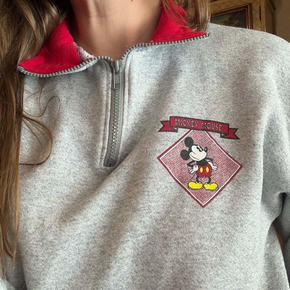 Vintage 90s Disney Designs Mickey Mouse 1/4 Zip Sweatshirt